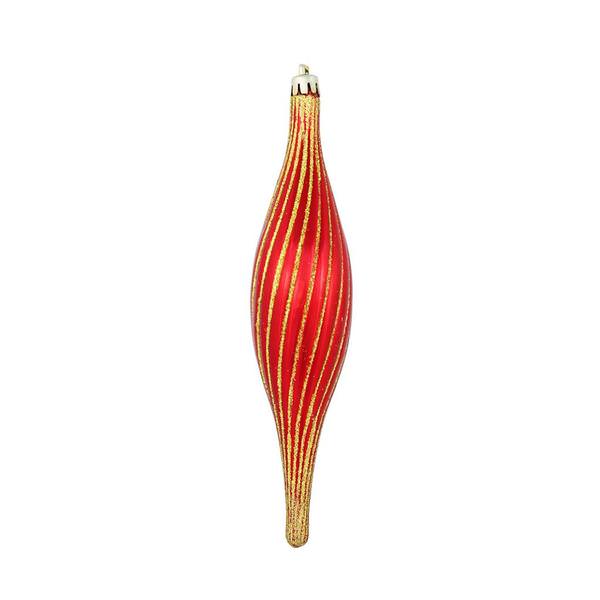 10" Red Glittered Spirial Ornament (4 pack)