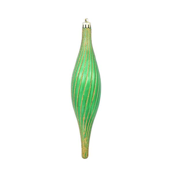 10" Green Glittered Spirial Ornament (4 pack)