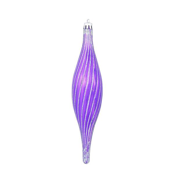 10" Purple Glittered Spirial Ornament (4 pack)