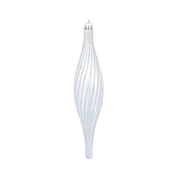 10" Silver Glittered Spirial Ornament (4 pack)