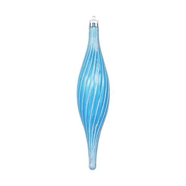 10" Turquoise Glittered Spirial Ornament (4 pack)