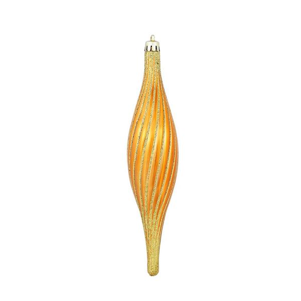 10" Burnished Orange Glittered Spirial Ornament (4 pack)