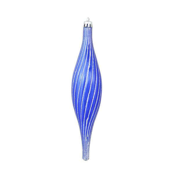 10" Cobalt Blue Glittered Spirial Ornament (4 pack)