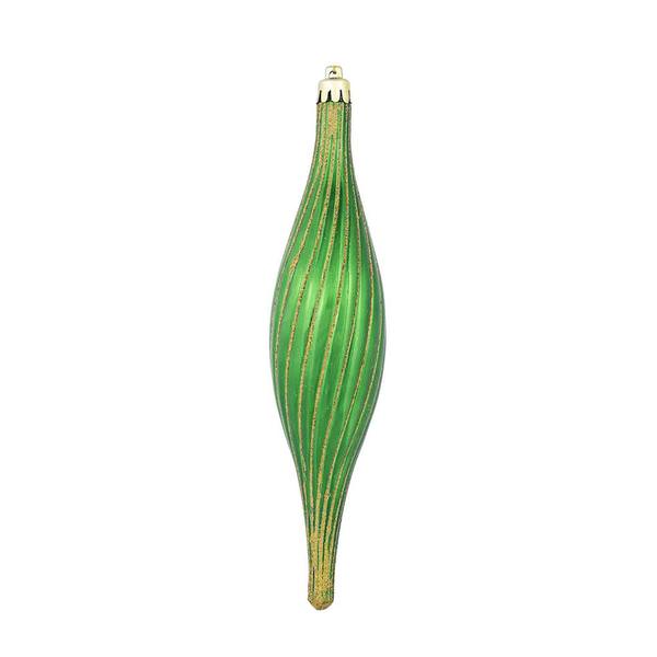 10" Emerald Glittered Spirial Ornament (4 pack)