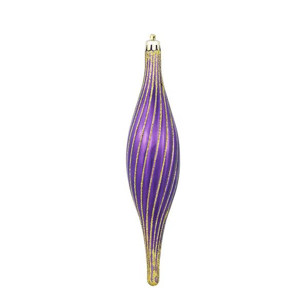 10" Plum Glittered Spirial Ornament (4 pack)