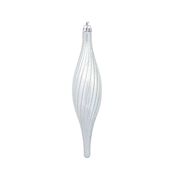 10" Pewter Glittered Spirial Ornament (4 pack)