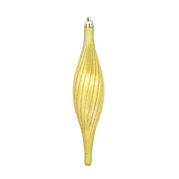 10" Antique Gold Glittered Spirial Ornament (4 pack)
