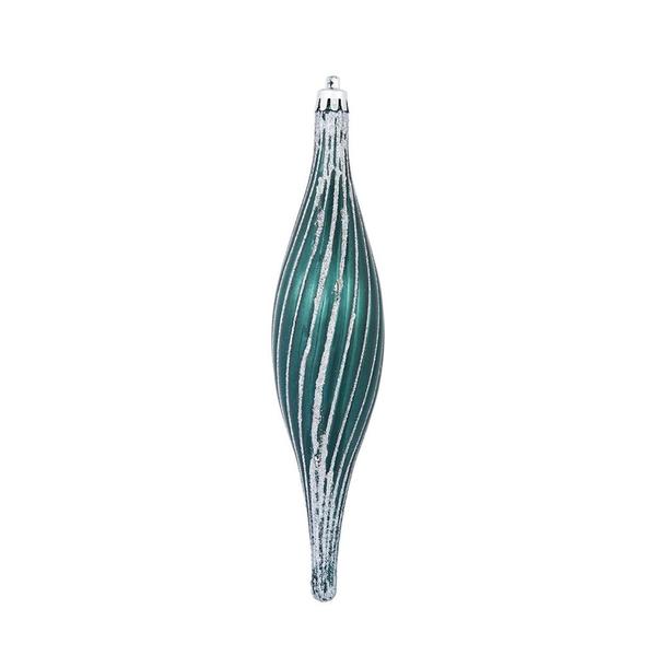 10" Sea Blue Glittered Spirial Ornament (4 pack)
