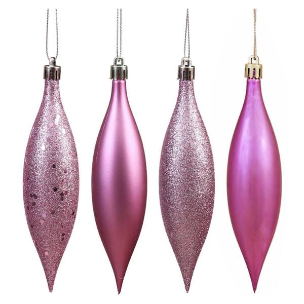 5.5" Mauve 4 Assorted Finish Drop Ornament (8 pack)
