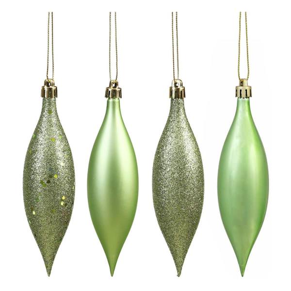 5.5" Celadon 4 Assorted Finish Drop Ornament (8 pack)