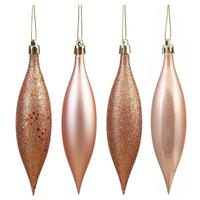 View 5.5" Rose Gold 4 Assorted Finish Drop Ornament (8 pack)