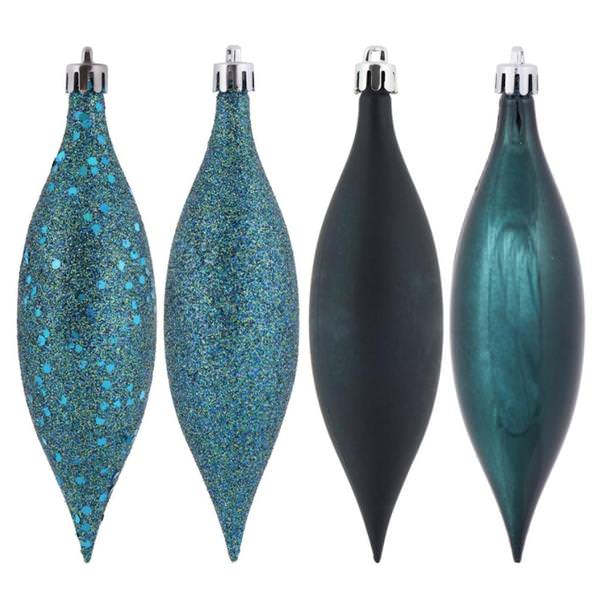 5.5" Sea Blue 4 Assorted Finish Drop Ornament (8 pack)