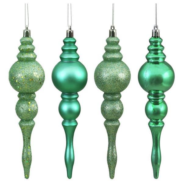 7" Seafoam 4 Assorted Finish Finial Ornament (8 pack)