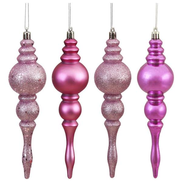 7" Mauve 4 Assorted Finish Finial Ornament (8 pack)