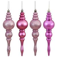Vickerman 7" Mauve 4 Assorted Finish Finial Ornament (8 pack)