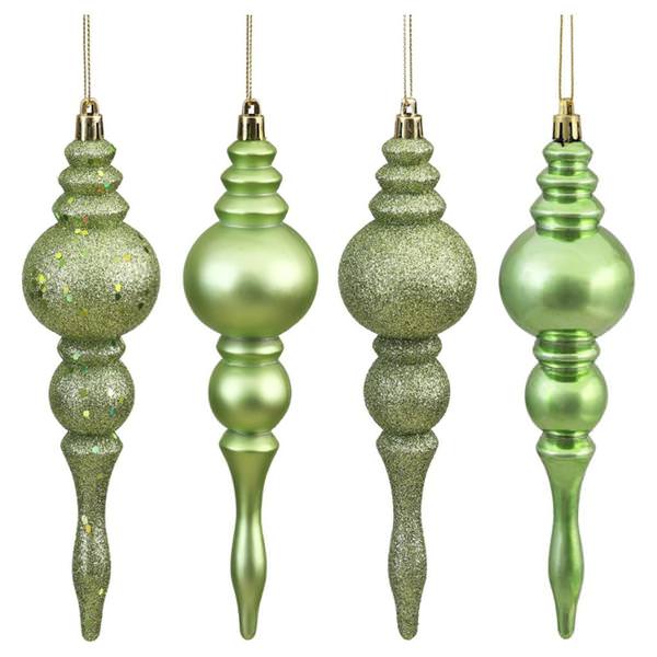 7" Celadon 4 Assorted Finish Finial Ornament (8 pack)