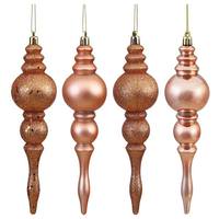 View 7" Rose Gold 4 Assorted Finish Finial Ornament (8 pack)