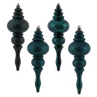 Vickerman 7" Sea Blue 4 Assorted Finish Finial Ornament (8 pack)