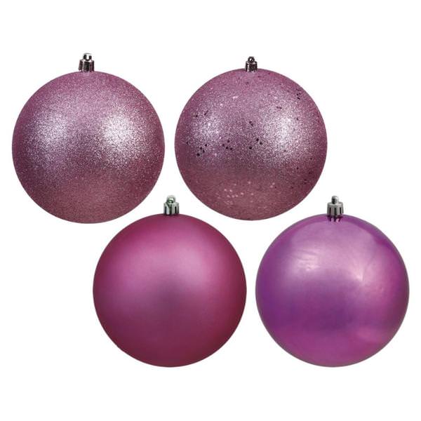 2.4" Mauve 4 Assorted Finish Ball Ornament (24 pack)