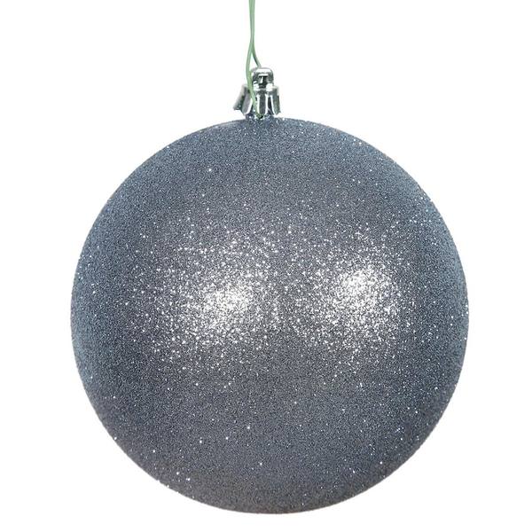 3" Pewter Glitter Ball Ornament (12 pack)