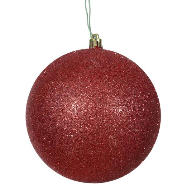 4" Red Glitter Ball Ornament (6 pack)