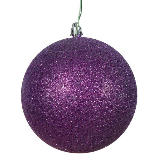 4" Purple Glitter Ball Ornament (6 pack)