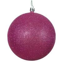 Vickerman 4" Magenta Glitter Ball Ornament (6 pack)