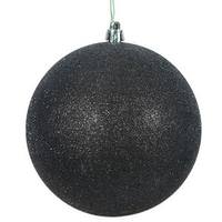Vickerman 4" Black Glitter Ball Ornament (6 pack)