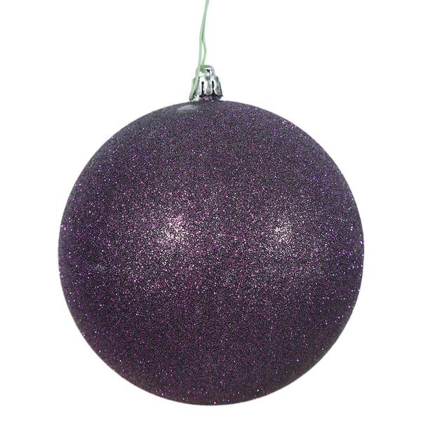 4" Plum Glitter Ball Ornament (6 pack)