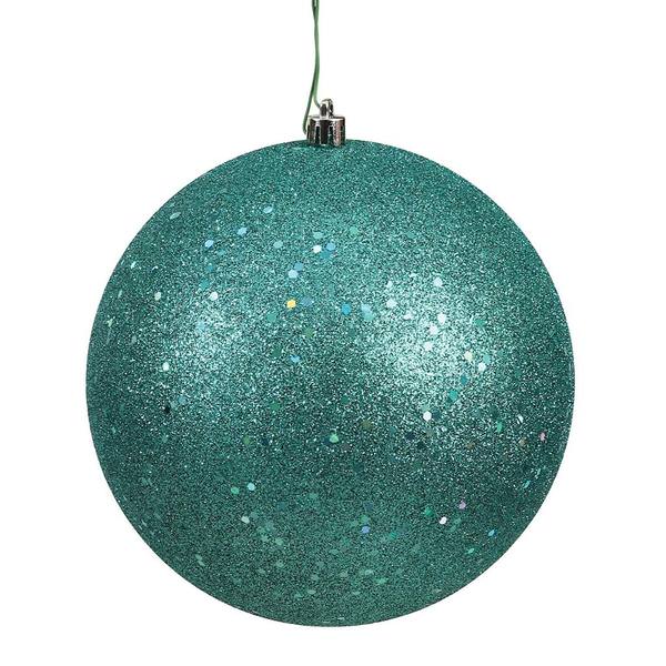 4" Teal Sequin Ball Ornament (6 pack)