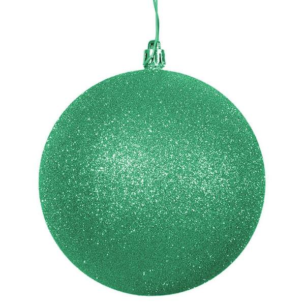 4" Green Glitter Ball Ornament (6 pack)
