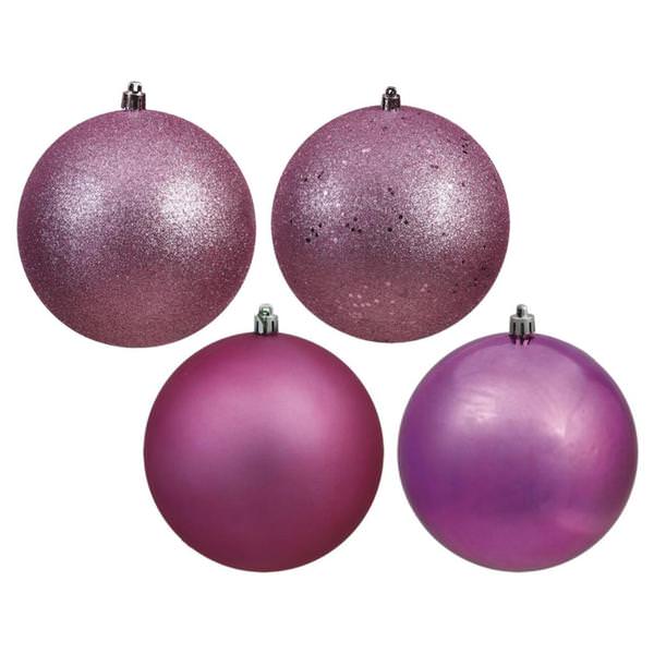 4" Mauve 4 Assorted Finish Ball Ornament (12 pack)