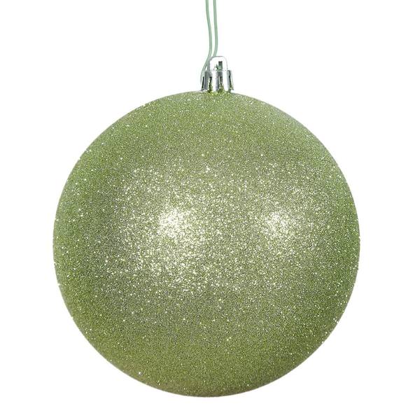 4" Celadon Glitter Ball Ornament (6 pack)