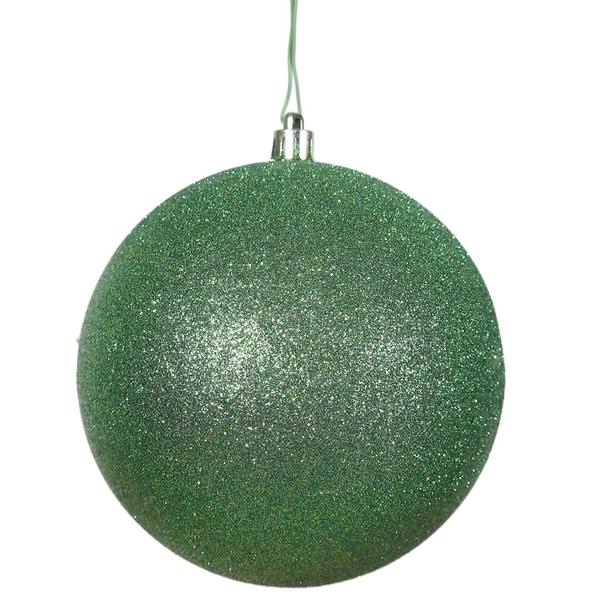 6" Green Glitter Ball Ornament (4 pack)