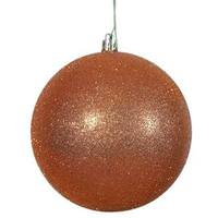 Vickerman 6" Burnished Orange Glitter Ball Ornament (4 pack)