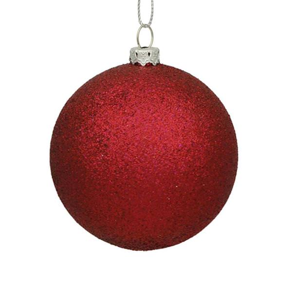 6" Wine Glitter Ball Ornament (set of 4)