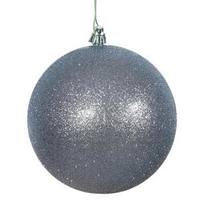 Vickerman 6" Pewter Glitter Ball Ornament (4 pack)