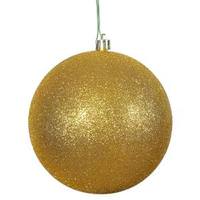 View 6" Antique Gold Glitter Ball Ornament (4 pack)