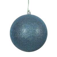 View 6" Sea Blue Glitter Ball Ornament (4 pack)