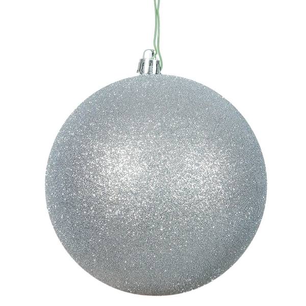 8" Silver Glitter Ball Ornament