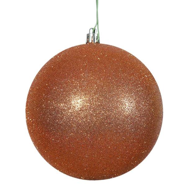 8" Burnished Orange Glitter Ball Ornament
