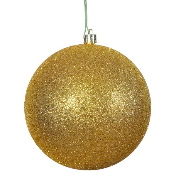 8" Antique Gold Glitter Ball Ornament