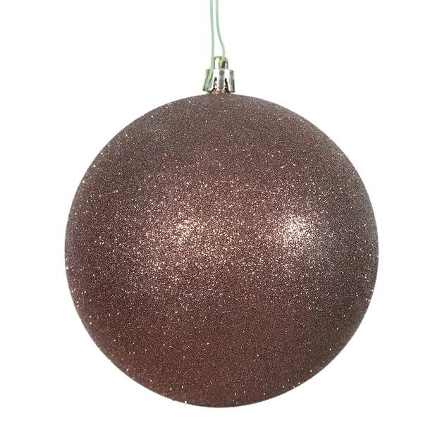 10" Mocha Glitter Ball Ornament