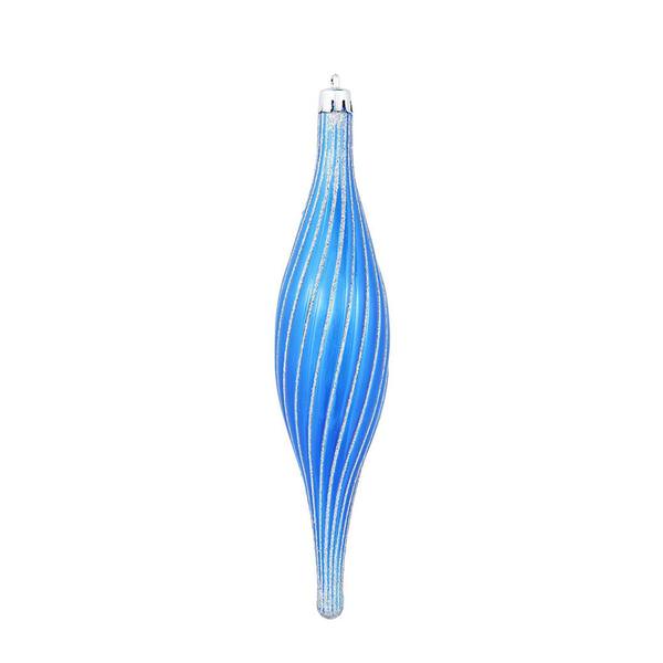 10" Blue Glittered Spirial Ornament (4 pack)