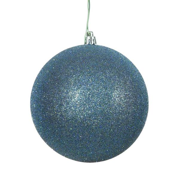 10" Sea Blue Glitter Ball Ornament