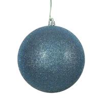 View 10" Sea Blue Glitter Ball Ornament