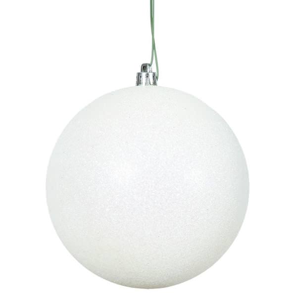 12" White Glitter Ball Ornament