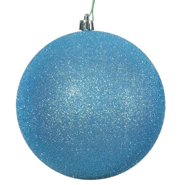 12" Turquoise Glitter Ball Ornament