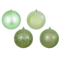 Vickerman 12" Celadon 4 Finish Matte / Shiny / Sequin / Glitter Ball Ornament (set of 4)