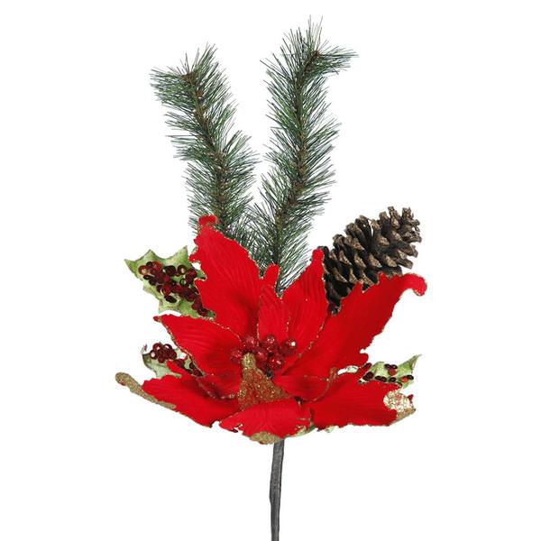 22" Red Velvet Poinsettia Spray (4 pack)
